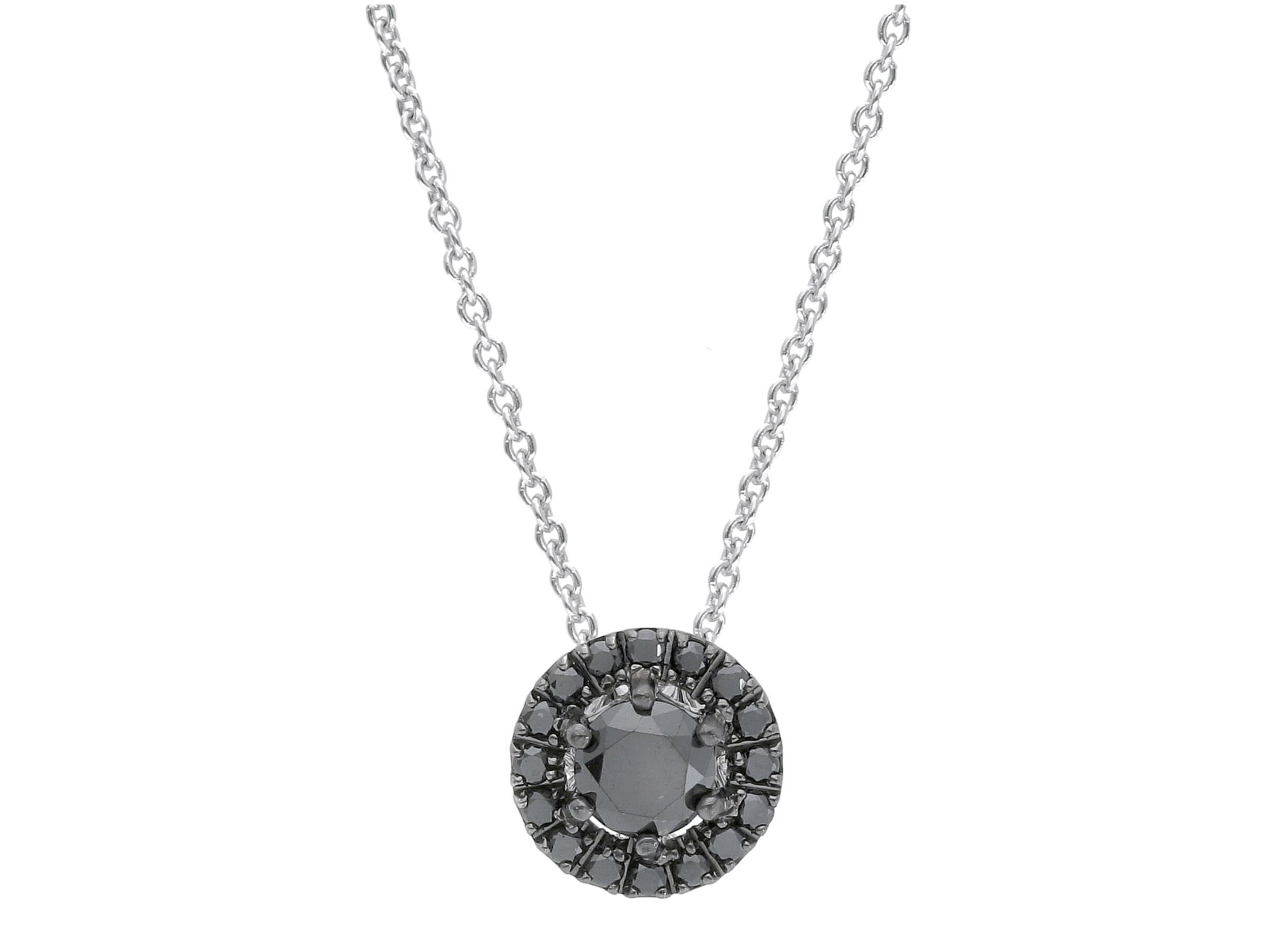 White gold single stone necklace k18 with diamonds (code S223419)